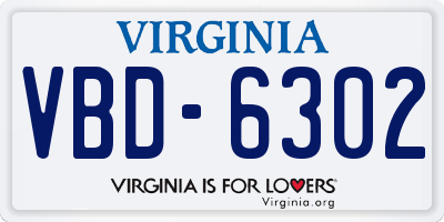 VA license plate VBD6302