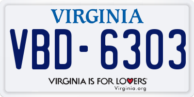 VA license plate VBD6303