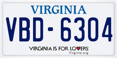 VA license plate VBD6304