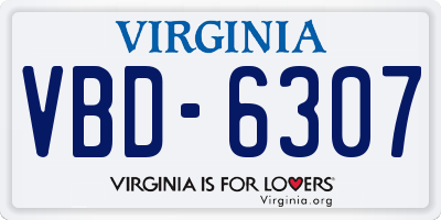 VA license plate VBD6307