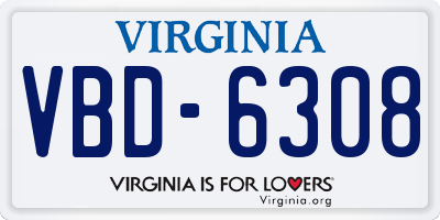 VA license plate VBD6308