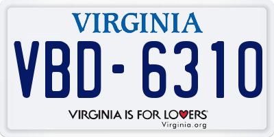VA license plate VBD6310