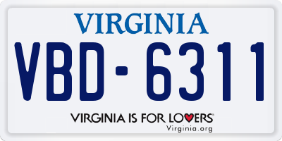 VA license plate VBD6311