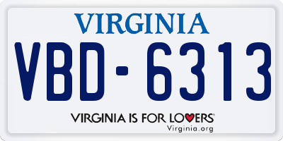 VA license plate VBD6313