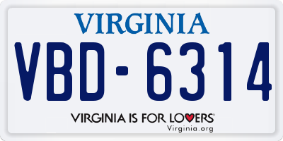 VA license plate VBD6314