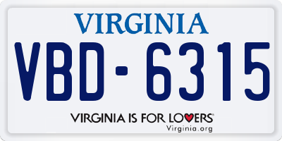 VA license plate VBD6315
