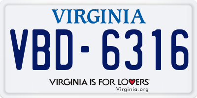 VA license plate VBD6316