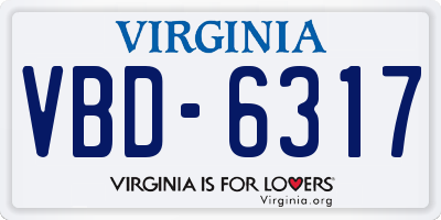 VA license plate VBD6317