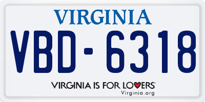 VA license plate VBD6318