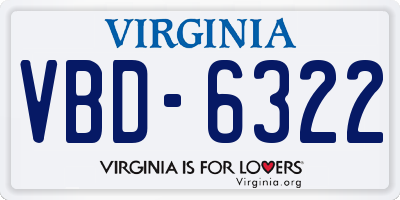VA license plate VBD6322