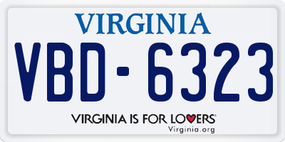 VA license plate VBD6323