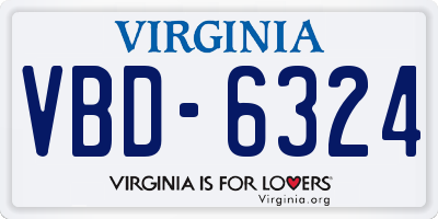 VA license plate VBD6324
