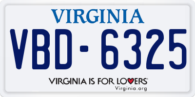 VA license plate VBD6325