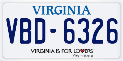VA license plate VBD6326