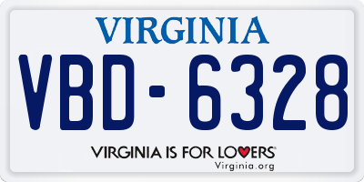 VA license plate VBD6328
