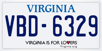 VA license plate VBD6329
