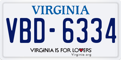 VA license plate VBD6334