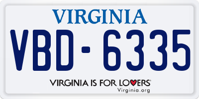 VA license plate VBD6335