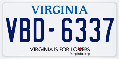 VA license plate VBD6337