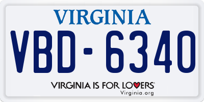 VA license plate VBD6340
