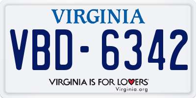 VA license plate VBD6342