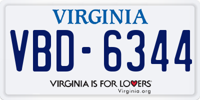 VA license plate VBD6344