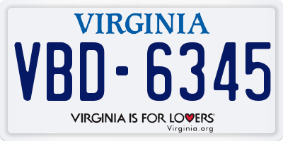 VA license plate VBD6345