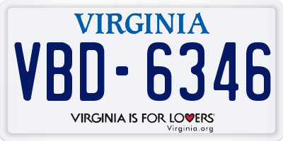VA license plate VBD6346