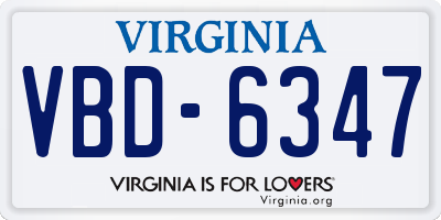 VA license plate VBD6347