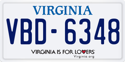 VA license plate VBD6348
