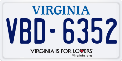 VA license plate VBD6352