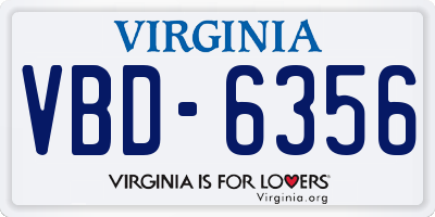 VA license plate VBD6356