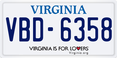 VA license plate VBD6358