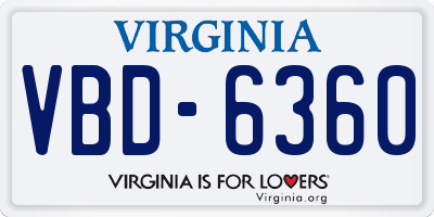 VA license plate VBD6360