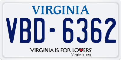 VA license plate VBD6362