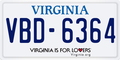 VA license plate VBD6364