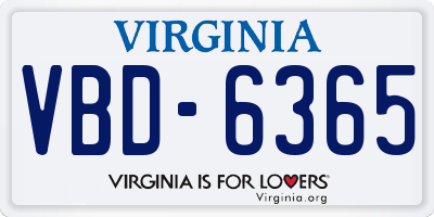 VA license plate VBD6365