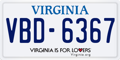 VA license plate VBD6367