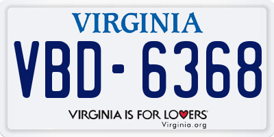 VA license plate VBD6368