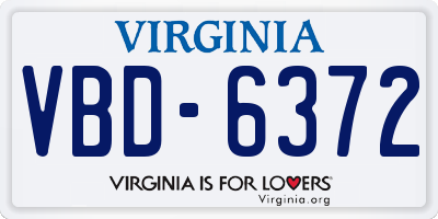 VA license plate VBD6372