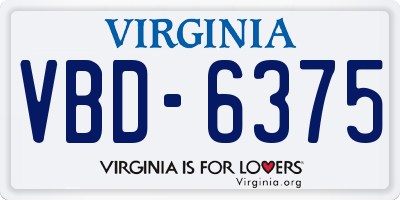 VA license plate VBD6375