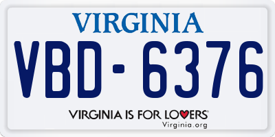 VA license plate VBD6376