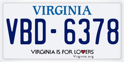 VA license plate VBD6378