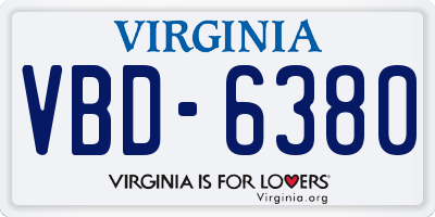VA license plate VBD6380