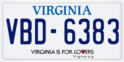 VA license plate VBD6383