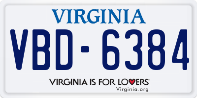 VA license plate VBD6384