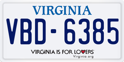 VA license plate VBD6385
