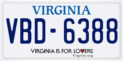VA license plate VBD6388
