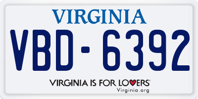 VA license plate VBD6392