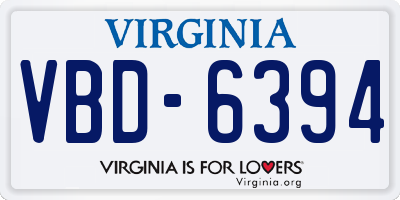 VA license plate VBD6394